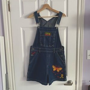 VINTAGE looney Tunes Disney tweety bird overalls shorts denim medium large